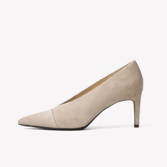 Rag & Bone Beha Smoke Beige Suede Leather Point Toe Heels Size 37 - Picture 1 of 8